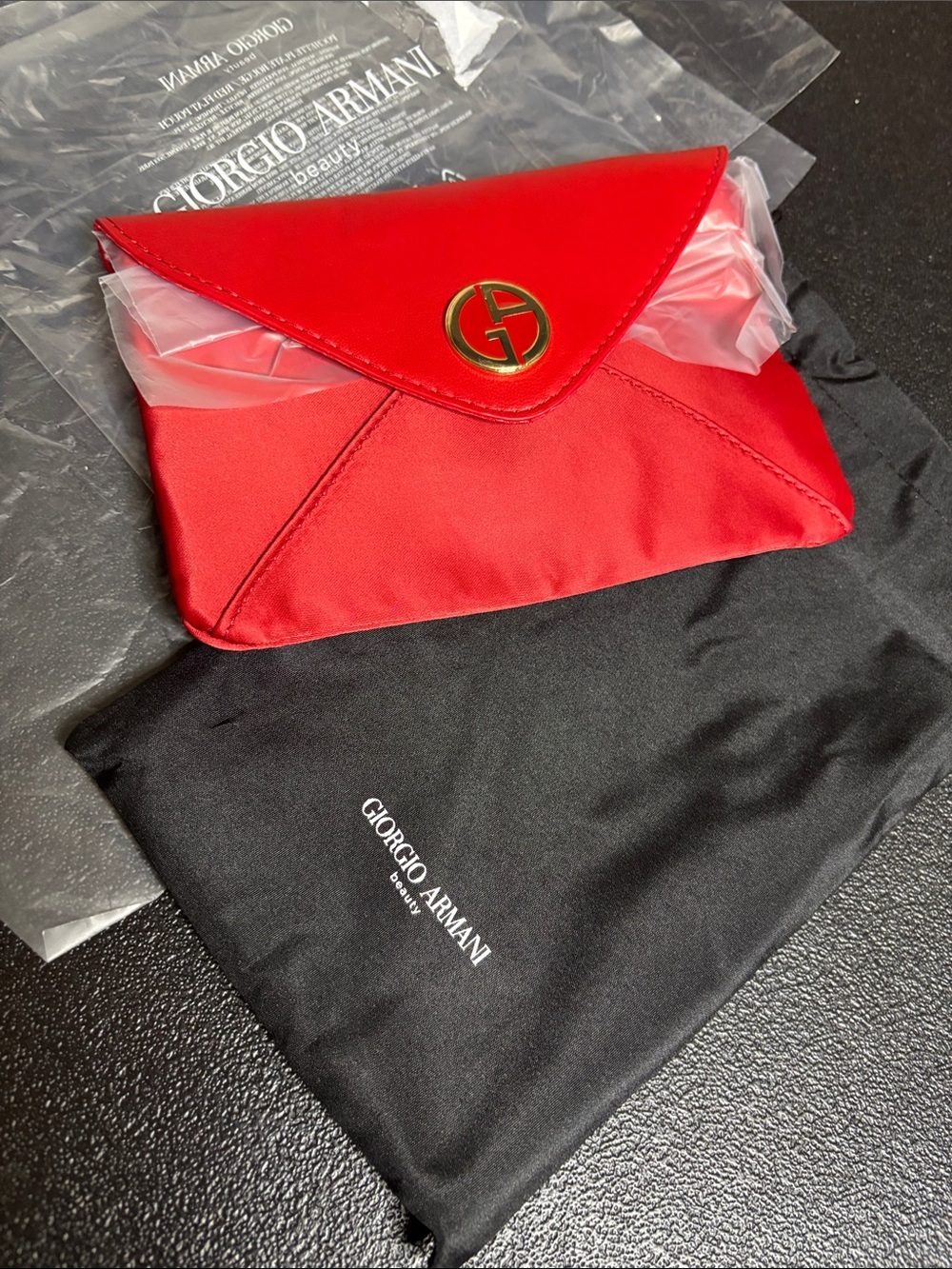 Giorgio Armani Red Beauty Cosmetic Bag With Dustbag New